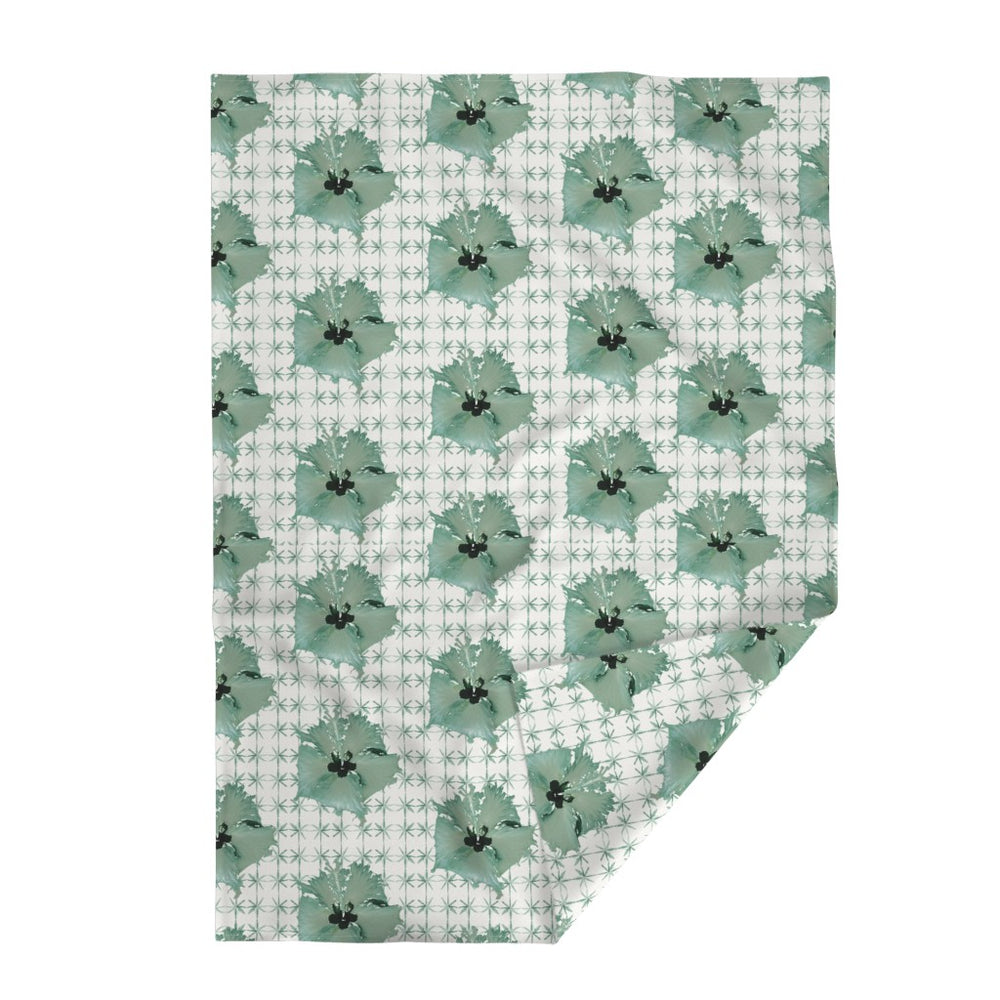 Rod fabric : Green Hibiscus