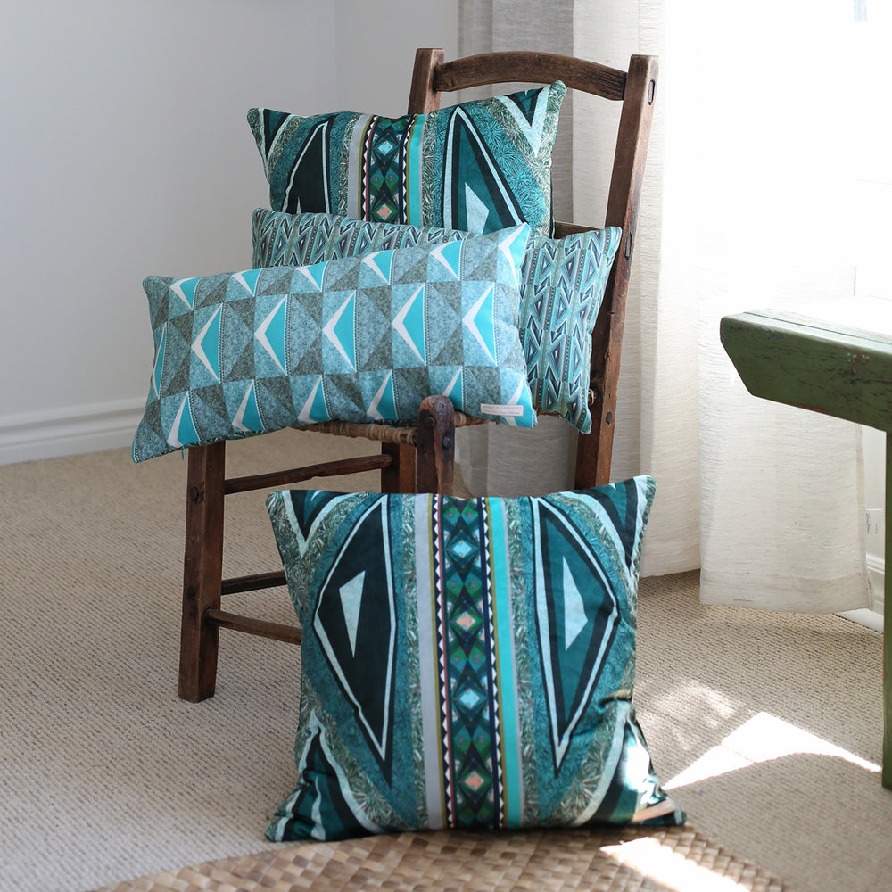 
                  
                    Load image into Gallery viewer, Decorative cushion Losange Turquoise_NA-14
                  
                
