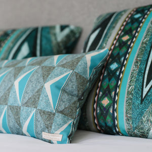 
                  
                    Load image into Gallery viewer, Decorative cushion Losange Turquoise_NA-14
                  
                