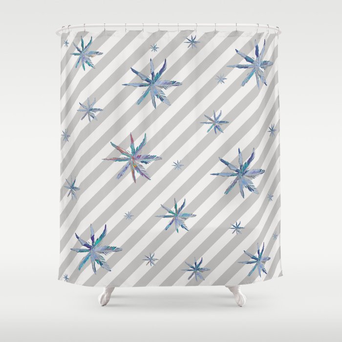 Shower Curtain: Palm Oblique Blue