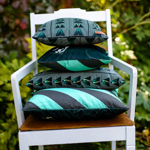 
                  
                    Load image into Gallery viewer, May Day Decorative Cushion Black-Green_HI-10
                  
                